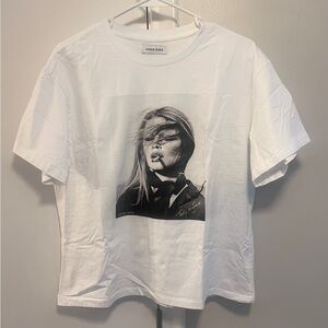 Anine Bing White Graphic Brigitte Bardot Smoking T-shirt Sz M